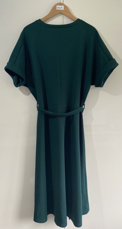 TU Emerald Green Dress Size 14 Belted Short Sleeve Smart Casual Work, A