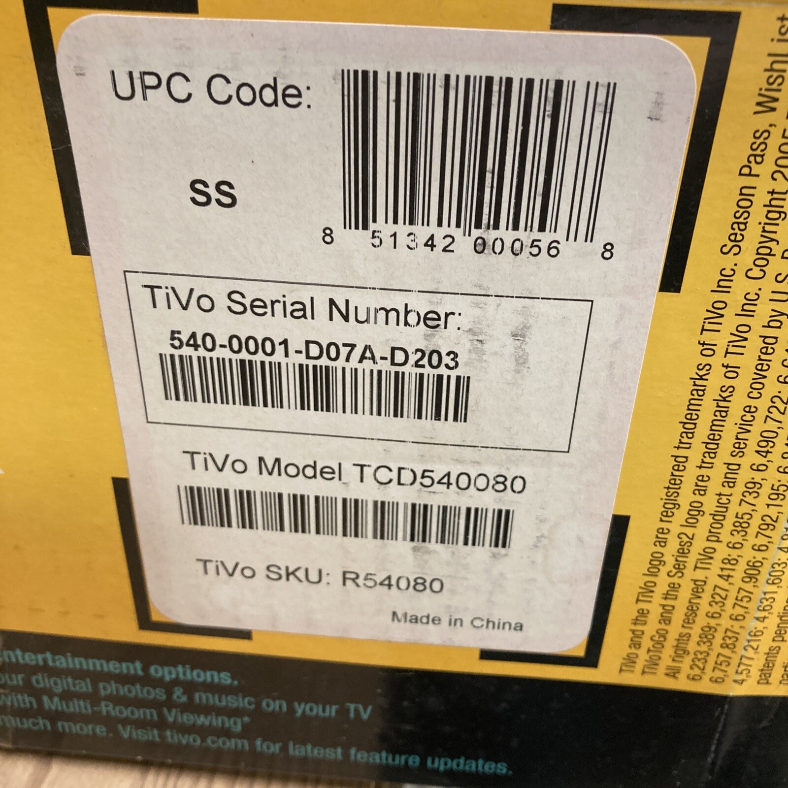 TiVo TCD540080 Series 2 80Hour Video Recorder Never Used Lifetime