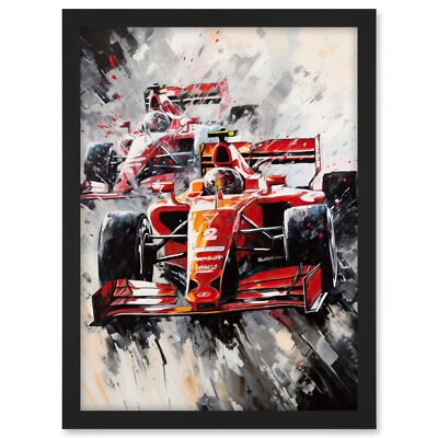 Grand Prix Track Circuit Cars Racing Paint Splat Framed Art Picture Print A3