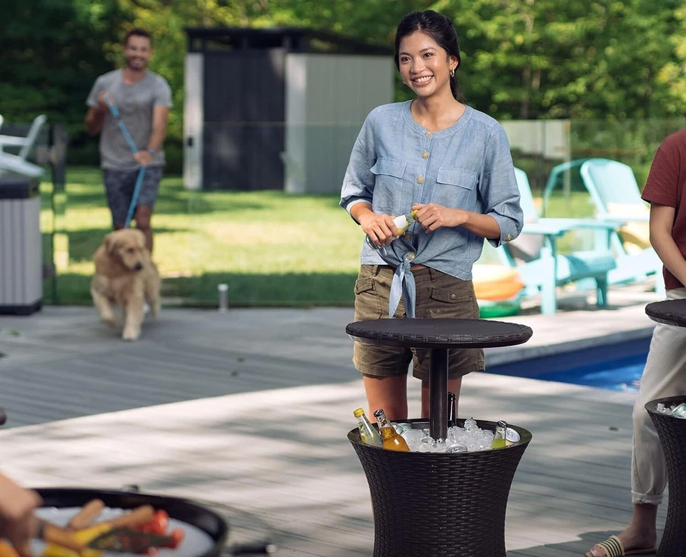 Mesa Auxiliar Para Jacuzzi Con Enfriador De Cerveza Y Vino De 7.5 Galones NOVO EUA - Imagem 3 de 4