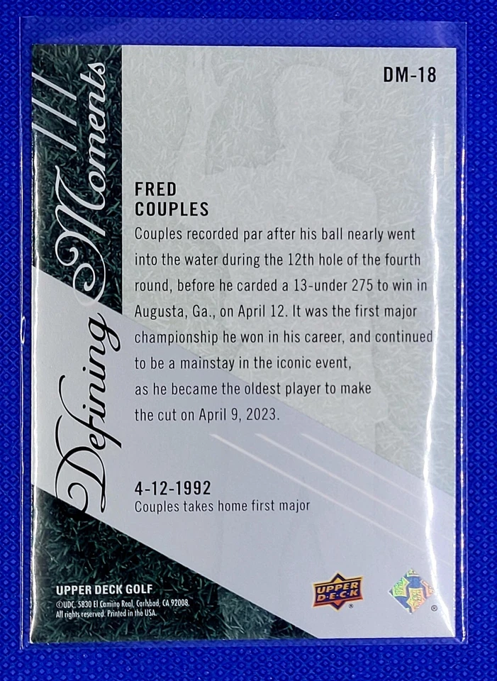 Fred Couples 2024 Upper Deck Golf Defining Moments #DM-18  Legend  - Image 2 of 2