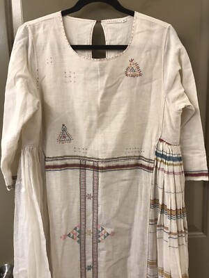 injiri CREAM APPLIQUÉ DRESS injiri cotton silk cream long dress sz 36 (item A54) | eBay