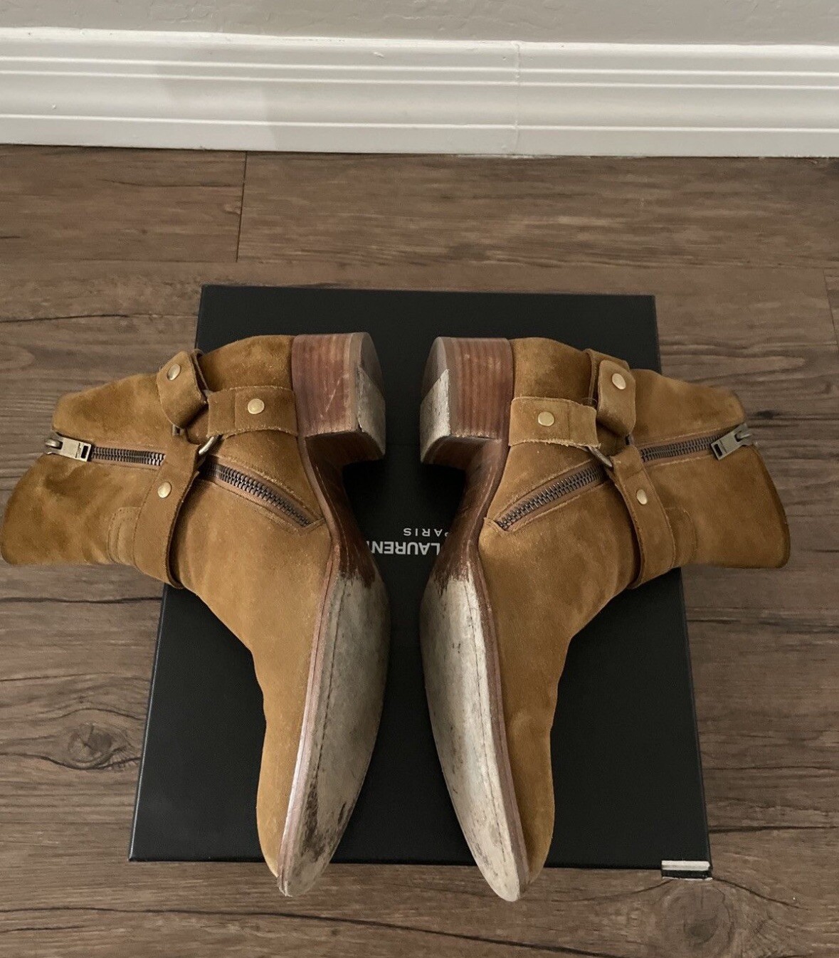 Stivali SAINT LAURENT PARIS FW13 ocra Wyatt imbracatura 43