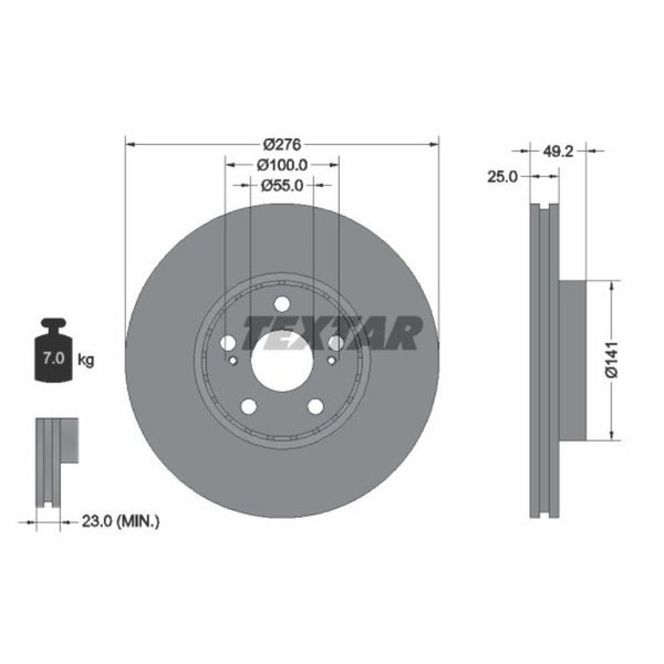 Textar 2X Bremsscheibe Vorne Ø276 Mm FüR Toyota Avensis Station Wagon _T22_ 1.8-image
