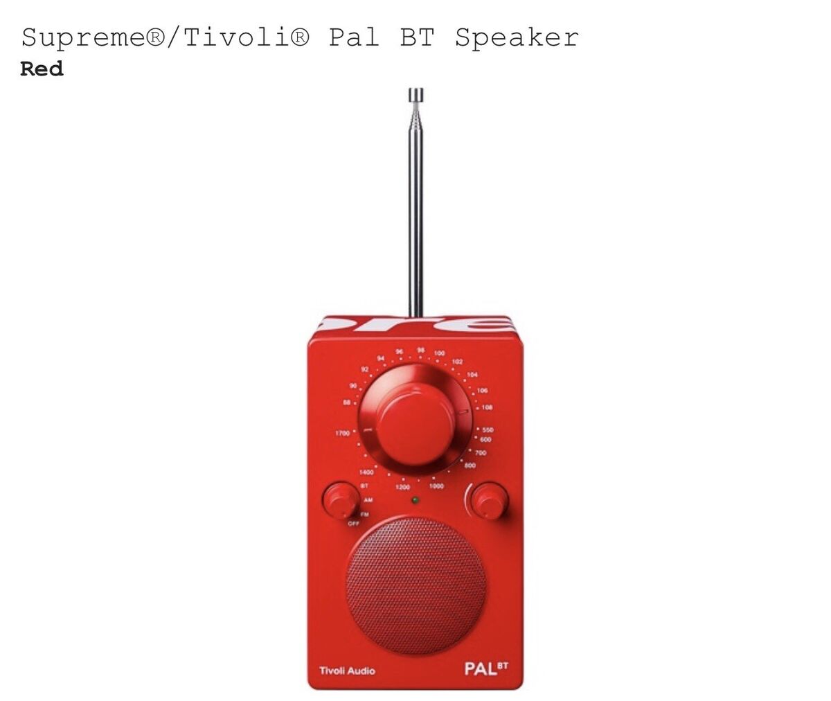 Supreme Tivoli® PAL BT Bluetooth Speaker Radio AM FM