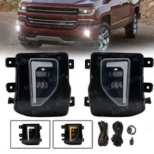 LED Fog Lights Front Bumper Lamps For 2016-2018 Chevy Silverado 1500 with DRL