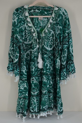 ANTICA SARTORIA 2024 GREEN & WHITE FLOWERS TIE FRONT DRESS NWT O/S - Picture 3 of 6