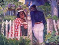 Wildlife at Dusk Palmer Hayden 1930 Art Print Harlem Renaissance Garden Romance