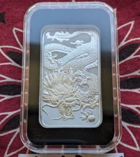 2022 Australia 1 oz Silver .9999  Year of the Dragon Elizabeth II Perth Mint BAR