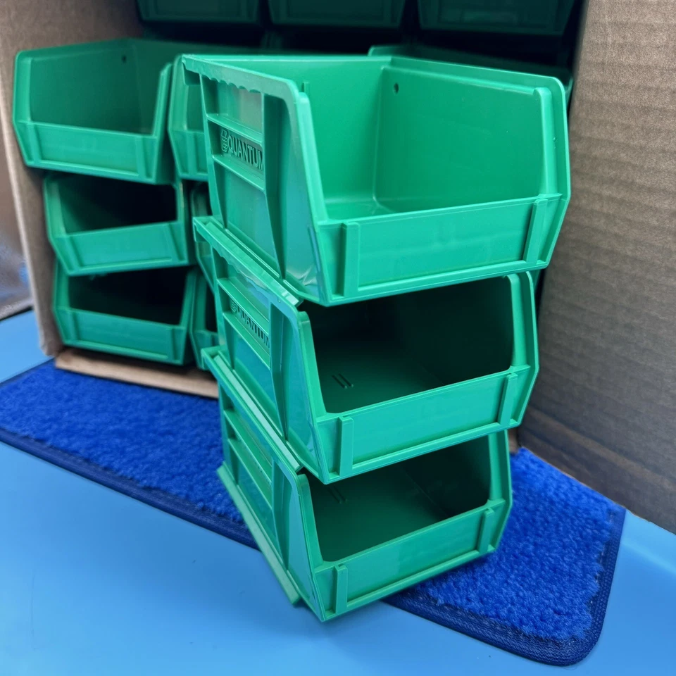 24x Quantum Storage Stack n Hang Bin 5.37" x 4.12" x 3" - Green - Image 2 of 3