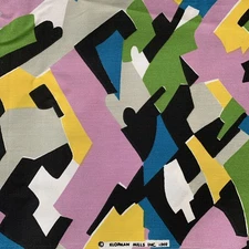 Vintage Abstract Fabric Klopman Mills 1969 Print 2 Yards Multicolor Crafts