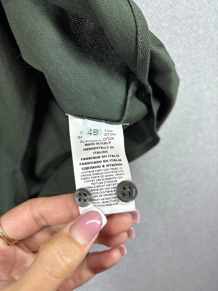 Camisa tejida manga larga piqué algodón verde oliva Gran Sasso (talla 48) - Imagen 4 de 4