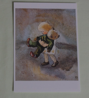 1x Postkarten Mili Weber kleines Kind Teddybär  Kunst A6 (V)