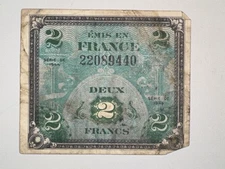 1944 Allied Military Currency 2 Francs France Note WWII AM-Francs