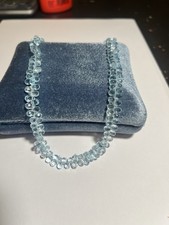 Blautopaz Collier, 45 cm, Edelstein Briolette, 94 K. Top Qualität, 375 Gelbgold