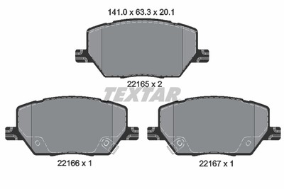 Textar 2216501 brake pad set, disc brake for Fiat, Jeep, Jeep (GAC FCA), Ram