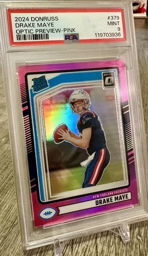 2024 Panini Donruss Drake Maye #379 Optic Pink Prizm PSA 9 Rookie Patriots 💎