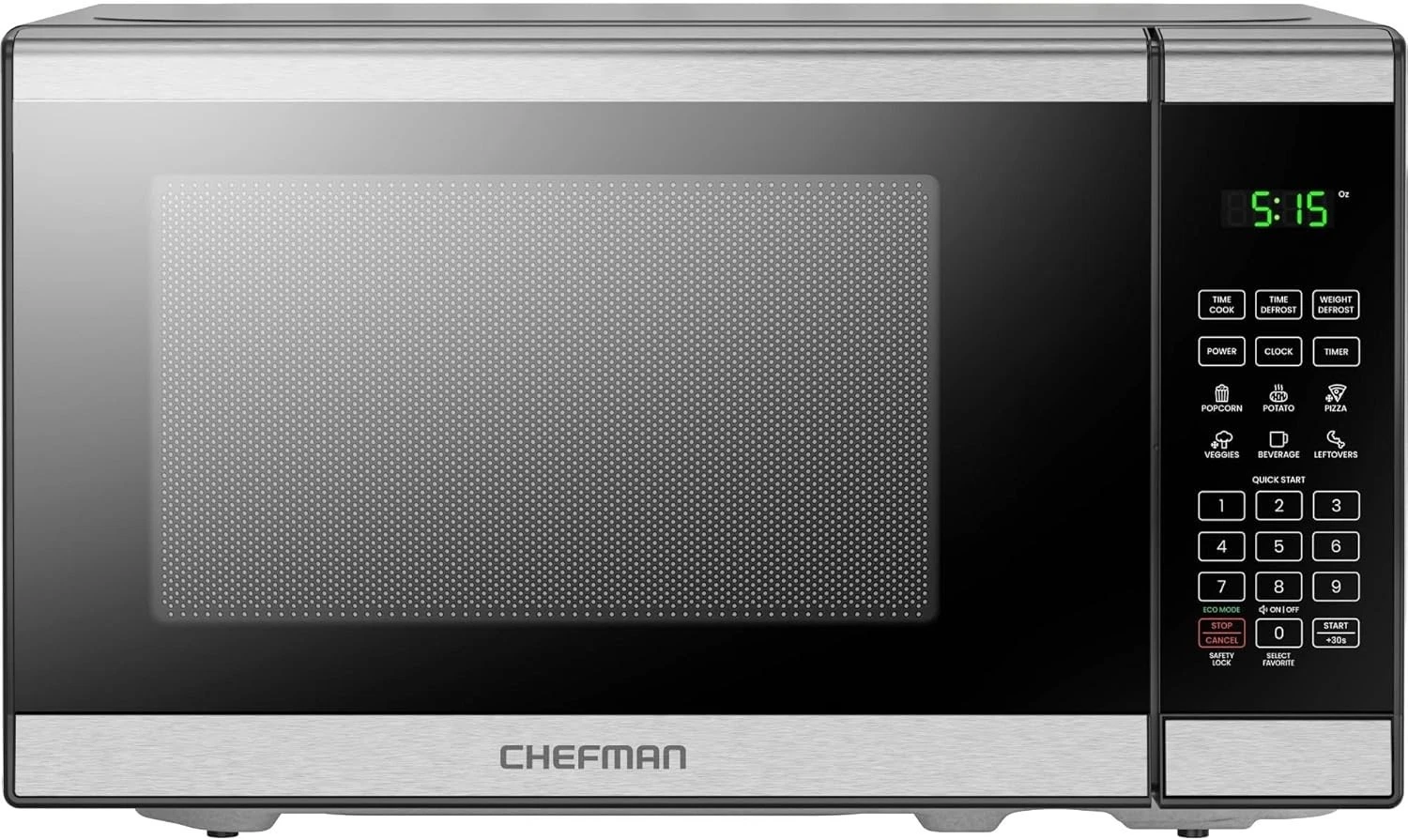 Chefman 20L 800W Microwave Oven, 6 Presets, 10 Power Levels, Eco Mode, Memory, M