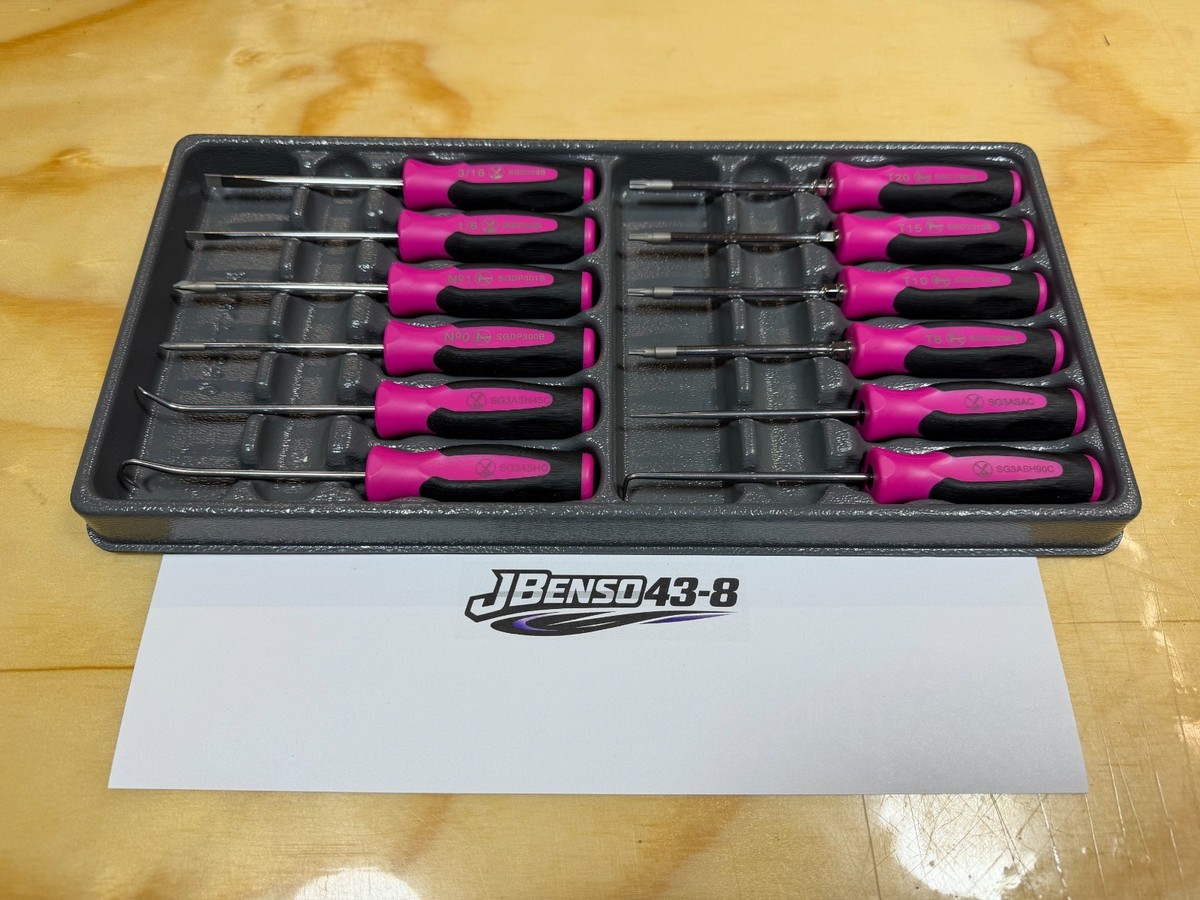 Snap-on Tools USA NEW ELECTRIC PINK 12pc Soft Grip Mini
