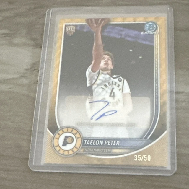 Topps 2025 Bowman Chrome Taelon Peter Gold Rookie Auto Indiana Pacers /50