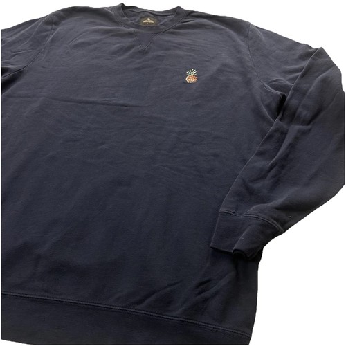 Rip Curl Sweater Mens LARGE Crew Neck Pineapple Embroidered Hawaii Navy Blue - Picture 2 of 8