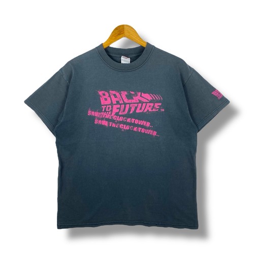 Vintage Back To The Future Save The Clock Tower Graphic Faded Tee Shirt Large