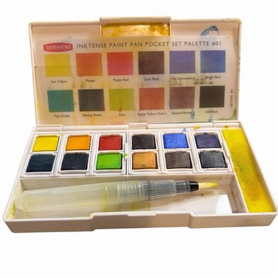 Derwent Inktense Watercolor Paint 12 Pan Palette Set #1