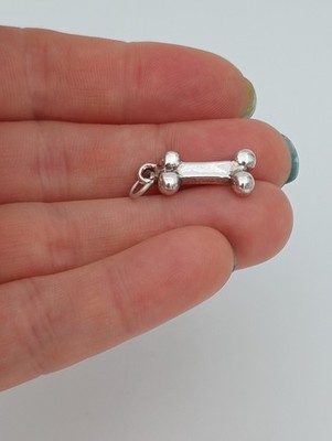 Hundeknochen Charm Sterling Silber 3D .925 Knochen Charm Anhänger 925 Doggie Charm