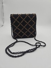 Vintage La Regale Beaded Art Deco Evening bag Gold Black Hard Case, Not Perfect