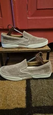 Sperrys Mens 9 Taupe Tan Suede Leather Walking Shoe Top Sider Tennis Comfort EUC