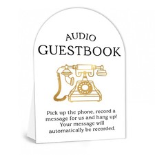 Audio Guest Book Sign, 7 x 10 Arched Wedding Tabletop Display for Events