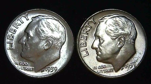 1959-P  D 10C Roosevelt Dime (2  Coins) BU 90% Silver 26ctt0111-4