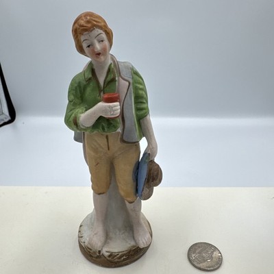Occupied Japan Man Boy w Glass Barefoot Stump 6  Ceramic Porcelain
