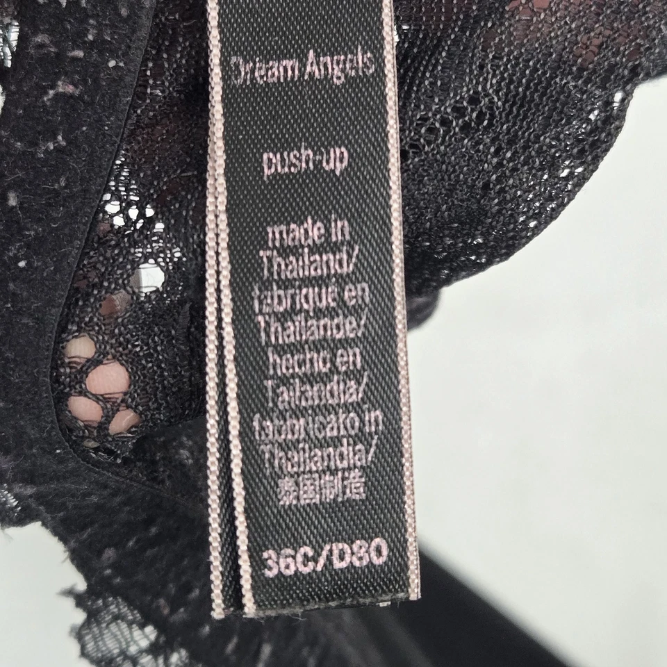 Victoria's Secret Women Bra 36C Black Dream Angels Push Up Underwired Lace - Image 4 of 4