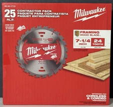 Milwaukee 7-1/4 in 24T Framing Circular Saw Blades 25 Pack Worm Drive 48-40-1713