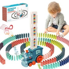 Domino Train Toy Set for Kids, 100 Pcs Automatic Dominoes Blocks Building and...