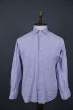 Camicia Pelikamo Zurich blu bianca a righe cotone business con bottoni taglia 43
