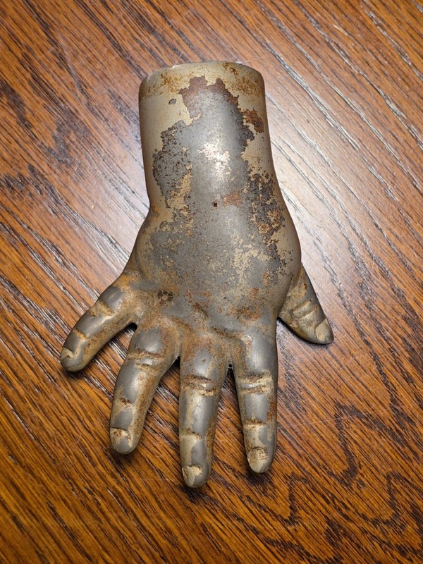 Extremely Rare 1800s Victorian Metal Memorial Cast Of A Lost Child Keepsake.