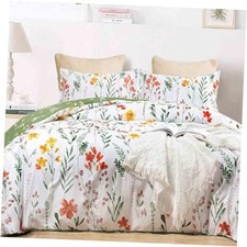 Floral Duvet Cover Size, 2 Pieces Green Leaves Yellow Twin Botanical Floral