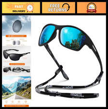 Polarized Sports Sunglasses for Men - UV400 Protection Wrap Around Goggles for D