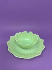 Vintage Fire King Jade Jadeite Green Glass Lotus Leaf & Blossum Plate & Bowl Set
