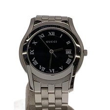 GUCCI Quartz Watch Men’s Stainless Steel Black Silver 5500M Used