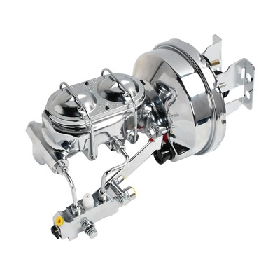 For 1958-64 Chevy Impala 8'' Chrome Power Brake Booster Conversion Kit Disc/Drum