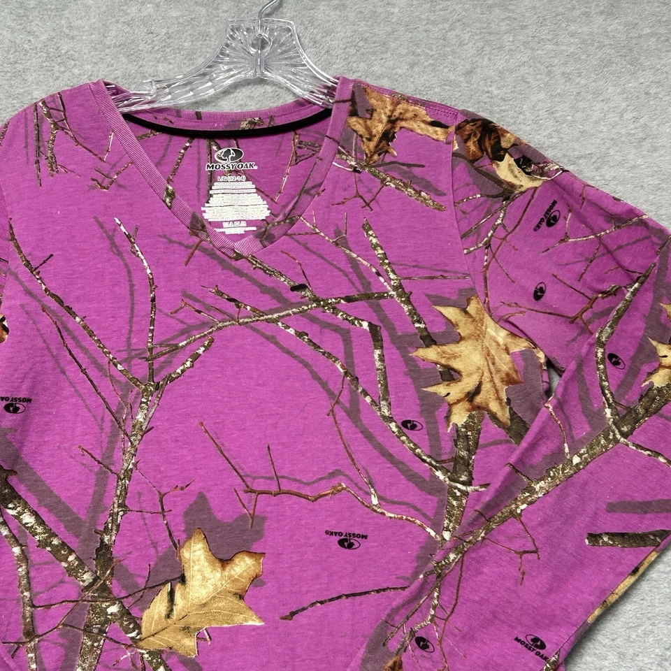 Camisa Mossy Oak Mujer Talla L Púrpura Manga Larga Cuello en V Top Caminar Aire Libre Foto 4 de 4