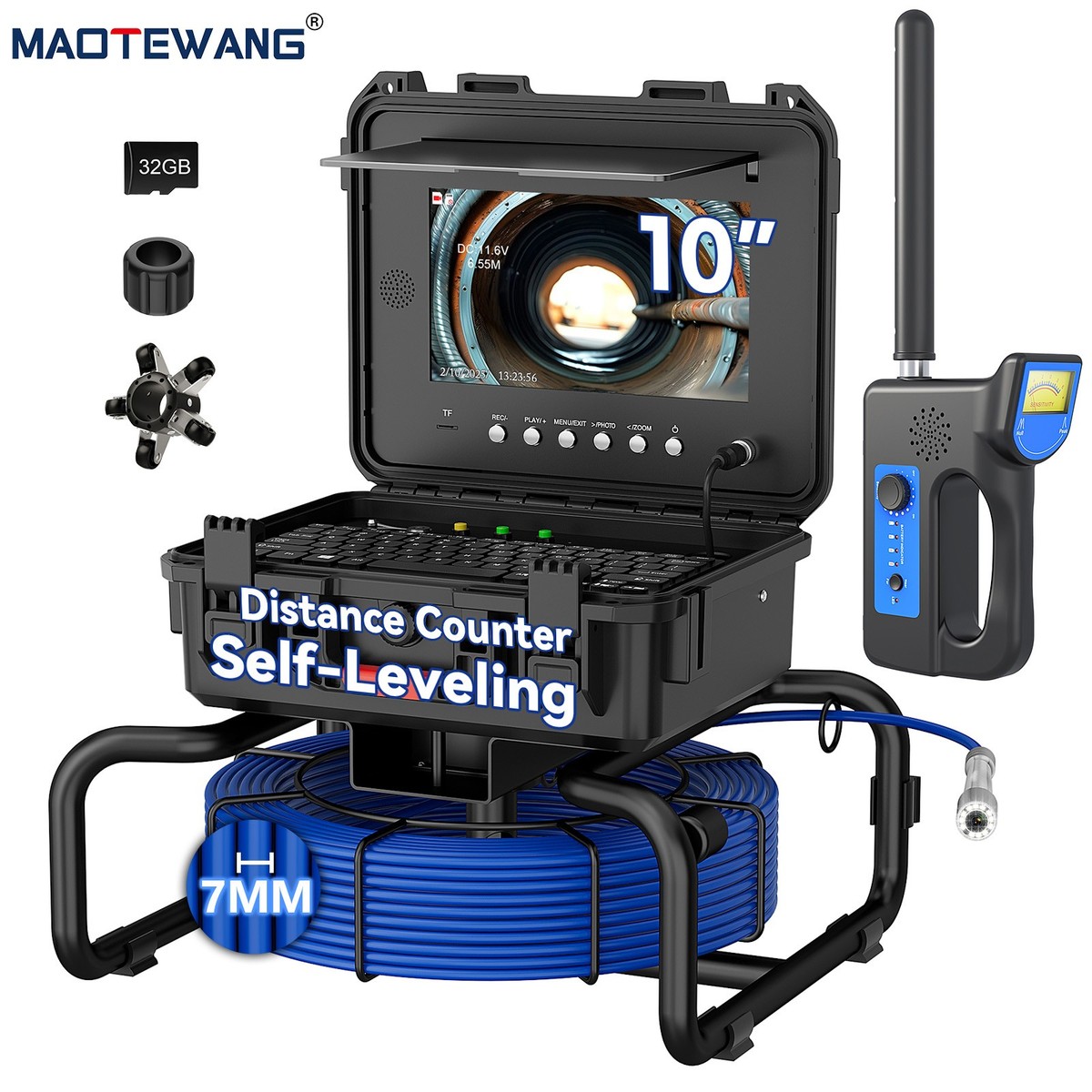 Caméra D'Inspection Pour Canalisations 10" - 50m Cable IP68 - Localisateur 512Hz - Autonivelante