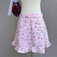 Forever 21 Pink Floral Mini Skirt w/ Ruffle Size Medium Coquette Cottage