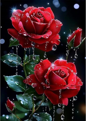 MEIYUDA Diamond Painting Erwachsene Diamant Bilder Rote Rose, 5D DIY Diamant Painting