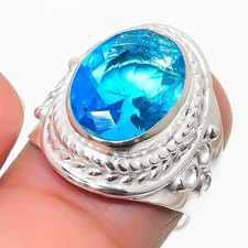 Swiss Blue Topaz Gemstone 925 Sterling Silver Jewelry All Size Ring For Gift