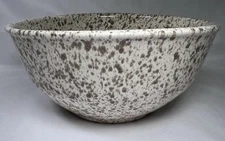 Vintage USA Pottery Mixing Bowl Brown White Spatter Speckled 7x3.25”