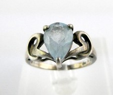 Vintage PDN Sterling Silver Blue Topaz Ring Looped Design Setting Size 8 925